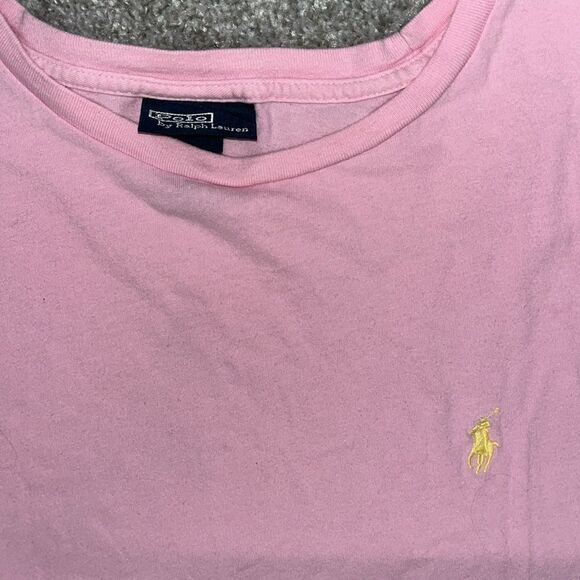 Vintage Polo Ralph Lauren Light Pink Crewneck W/Yellow Pony Horse T Shirt XXL - Picture 4 of 6